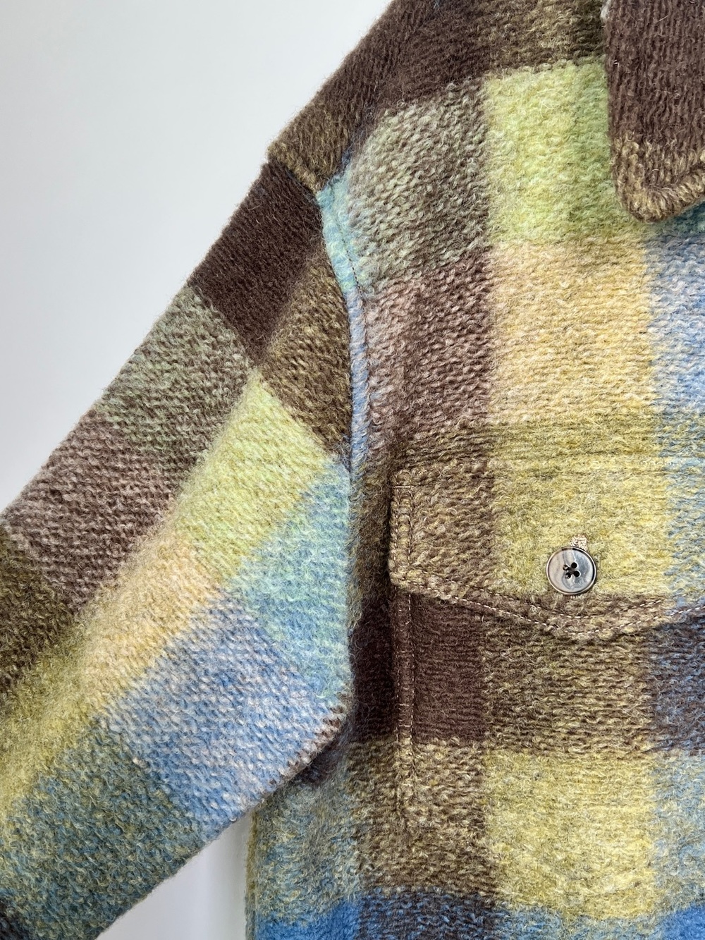 BNWOT Wilfred Wool Plaid Utility Jacket in Brown, Blue & Green - Picture 3 of 4